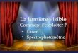 { • Laser • Spectrophotométrie La lumière visible Comment l’exploiter ?