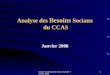 Centre Communal d'Action Sociale Janvier 20061 Analyse des Besoins Sociaux du CCAS Janvier 2006