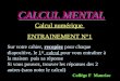 CALCUL MENTAL Calcul numérique ENTRAINEMENT N°1 Collège F Mauriac Sur votre cahier, recopiez pour chaque diapositive, le 1 er calcul pour vous entraîner