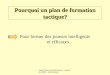 Stage 2ème cycle éducateur - novembre 2002 - Saint Brieuc Pour former des joueurs intelligents et efficaces. Pourquoi un plan de formation tactique?