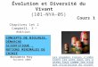 Évolution et Diversité du Vivant (101-NYA-05) Bernadette Féry Automne 2008 Chapitres 1et 2 Campbell, 3 e édition CONCEPTS DE BIOLOGIE, DÉMARCHE SCIENTIFIQUE,