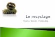 Rocío Galán Villalba..  Le recyclage est un procédé de traitement des déchets qui permet de réintroduire, dans le cycle de production d’un produit, des