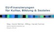 EU-Finanzierungen für Kultur, Bildung & Soziales Mag. David Röthler, MMag. Harald Suitner  blog.eu.info.at