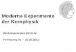 1 Moderne Experimente der Kernphysik Wintersemester 2011/12 Vorlesung 01 – 19.10.2011