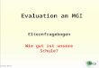 Eckehard Müller 1 Evaluation am MGI Elternfragebogen Wie gut ist unsere Schule?