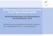 Einführung zur Literaturrecherche in der Sportwissenschaft Bibliothekskataloge und Datenbanken Herbstsemester 2013 Gabriela Scherrer (gabriela.scherrer@ub.unibe.ch)