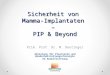 Sicherheit von Mamma-Implantaten – PIP & Beyond Prim. Prof. Dr. M. Deutinger Abteilung für Plastische und Wiederherstellungschirurgie KA Rudolfstiftung