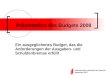 Administration cantonale des finances Septembre 2007 Präsentation des Budgets 2008 Ein ausgeglichenes Budget, das die Anforderungen der Ausgaben- und Schuldenbremse