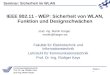 Seminar: Sicherheit im WLAN * Folie 1 LS Kommunikationstechnik Prof. Dr.-Ing. Rüdiger Kays stud.-Ing. Martin Karger IEEE 802.11 - WEP: Sicherheit von