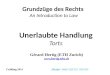 Unerlaubte Handlung Torts Grundzüge des Rechts An Introduction to Law Gérard Hertig (ETH Zurich)   Frühling 2014 Skript: