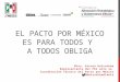 EL PACTO POR MÉXICO ES PARA TODOS Y A TODOS OBLIGA Mtro. Arturo Huicochea Representante del PRI ante la Coordinación Técnica del Pacto por México @HuicocheaAlanis