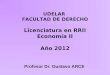 UDELAR FACULTAD DE DERECHO Licenciatura en RRII Economía II Año 2012 Profesor Dr. Gustavo ARCE