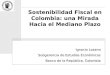 Sostenibilidad Fiscal en Colombia: una Mirada Hacia el Mediano Plazo Ignacio Lozano Subgerencia de Estudios Económicos Banco de la República, Colombia
