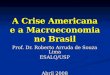 A Crise Americana e a Macroeconomia no Brasil Prof. Dr. Roberto Arruda de Souza Lima ESALQ/USP Abril 2008