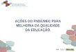 AÇÕES DO FNDE/MEC PARA MELHORIA DA QUALIDADE DA EDUCAÇÃO