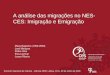 A análise das migrações no NES- CES: Imigração e Emigração Encontro Nacional de Ciência - Ciência 2009, Lisboa, FCG, 30 de Julho de 2009 Maria Baganha