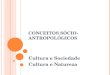 CONCEITOS SÓCIO- ANTROPOLÓGICOS Cultura e Sociedade Cultura e Natureza