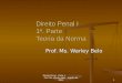 Direito Penal I 1ª. Parte Teoria da Norma Prof. Ms. Warley Belo 1 Direito Penal - Parte 1 Prof. Ms. Warley Belo - Agosto de 2011