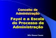 Fayol e a Escola do Processo de Administração Fayol e a Escola do Processo de Administração Conceito de Administração MSc Simone Canuto