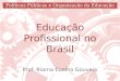 Educação Profissional no Brasil Prof. Riama Coelho Gouveia Políticas Públicas e Organização da Educação Básica