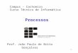 1 Processos Prof. João Paulo de Brito Gonçalves Campus - Cachoeiro Curso Técnico de Informática
