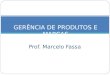 Prof. Marcelo Fassa GERÊNCIA DE PRODUTOS E MARCAS