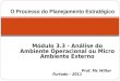 Módulo 3.3 - Análise do Ambiente Operacional ou Micro Ambiente Externo Prof. Ms Wilter Furtado - 2011 O Processo do Planejamento Estratégico