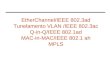 EtherChannel/IEEE 802.3ad Tunelamento VLAN /IEEE 802.3ac Q-in-Q/IEEE 802.1ad MAC-in-MAC/IEEE 802.1 ah MPLS