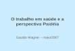 O trabalho em saúde e a perspectiva Paidéia Gastão Wagner – maio/2007