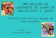 Gerencia de Núcleo Saúde do Adolescente Palmas fevereiro 2010 IMPLANTAÇÃO DA CADERNETA DE SAÚDE DO ADOLESCENTE E JOVEM