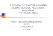 A TEORIA DO CAPITAL HUMANO ECONOMIA DOS RECURSOS HUMANOS NOTAS DE AULA PROF. GIACOMO BALBINOTTO NETO UFRGS/PPGE II/2004