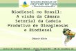 Centro de Eventos AMRIGS - Porto Alegre/RS - 08 de novembro de 2012 Odacir Klein Biodiesel no Brasil: A visão da Câmara Setorial da Cadeia Produtiva de