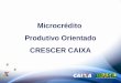 Microcrédito Produtivo Orientado CRESCER CAIXA. Apresentação Microcr é dito Produtivo Orientado CRESCER Programa que faz parte do conjunto de pol í ticas
