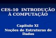 CES-10 INTRODUÇÃO À COMPUTAÇÃO Capítulo XI Noções de Estruturas de Dados
