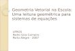 Geometria Vetorial na Escola: Uma leitura geométrica para sistemas de equações UFRGS Pedro Sica Carneiro Porto Alegre - 2007
