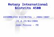 Rotary International Distrito 4500 ASSEMBLÉIA DISTRITAL – 2006/2007 21 A 23/04/2006 João Pessoa - PB