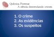 ´ ^ 1. O crime 2. As evidências 3. Os suspeitos