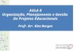 AULA 8 Organização, Planejamento e Gestão De Projetos Educacionais Prof a. Dr a. Rita Borges