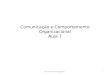 Comunicação e Comportamento Organizacional Aula 7 1Dps. Com.Comp.Org 2014.1