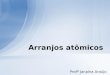 Arranjos atômicos Profª Janaína Araújo. Arranjos atômicos – estrutura dos materiais Estrutura não cristalina – amorfa: –Materiais de estrutura amorfa
