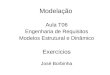 Modelação Aula T06 Engenharia de Requisitos Modelos Estrutural e Dinâmico Exercícios José Borbinha