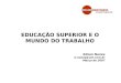EDUCAÇÃO SUPERIOR E O MUNDO DO TRABALHO Edson Nunes e-nunes@uol.com.br Março de 2007