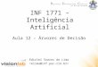 INF 1771 – Inteligência Artificial Edirlei Soares de Lima Aula 12 – Árvores de Decisão