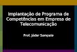Implantação de Programa de Competências em Empresa de Telecomunicação Prof. Jáder Sampaio