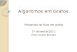 Algoritmos em Grafos Problemas de fluxo em grafos 1º semestre/2012 Prof. André Renato