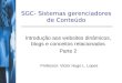 SGC- Sistemas gerenciadores de Conteúdo Introdução aos websites dinâmicos, blogs e conceitos relacionados Parte 2 Professor: Victor Hugo L. Lopes