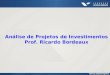 1 Análise de Projetos de Investimentos Prof. Ricardo Bordeaux