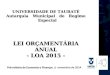 UNIVERSIDADE DE TAUBATÉ Autarquia Municipal de Regime Especial LEI ORÇAMENTÁRIA ANUAL - LOA 2015 - Pró-reitoria de Economia e Finanças Pró-reitoria de