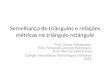 Semelhança de triângulos e relações métricas no triângulo retângulo Prof. Osmar Mantovani, Prof. Fernando Lorenzo Paschoal e Prof. Marcos Valério Paes