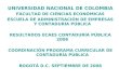 UNIVERSIDAD NACIONAL DE COLOMBIA FACULTAD DE CIENCIAS ECONÓMICAS ESCUELA DE ADMINISTRACIÓN DE EMPRESAS Y CONTADURÍA PÚBLICA RESULTADOS ECAES CONTADURÍA